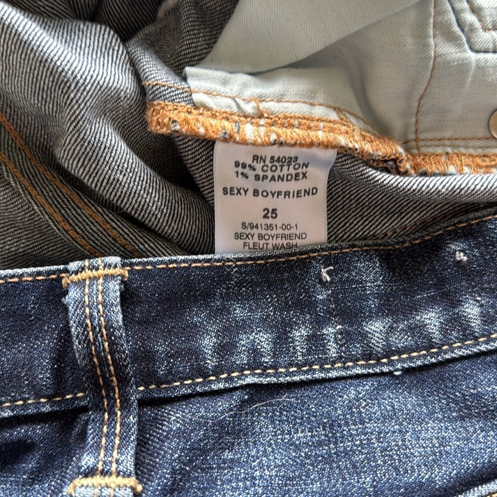 Gap 1969 Sexy Boyfriend Dark Denim Mid Rise 5”Shorts Stretch Cuffs Fleut Wash 25 - Picture 11 of 13